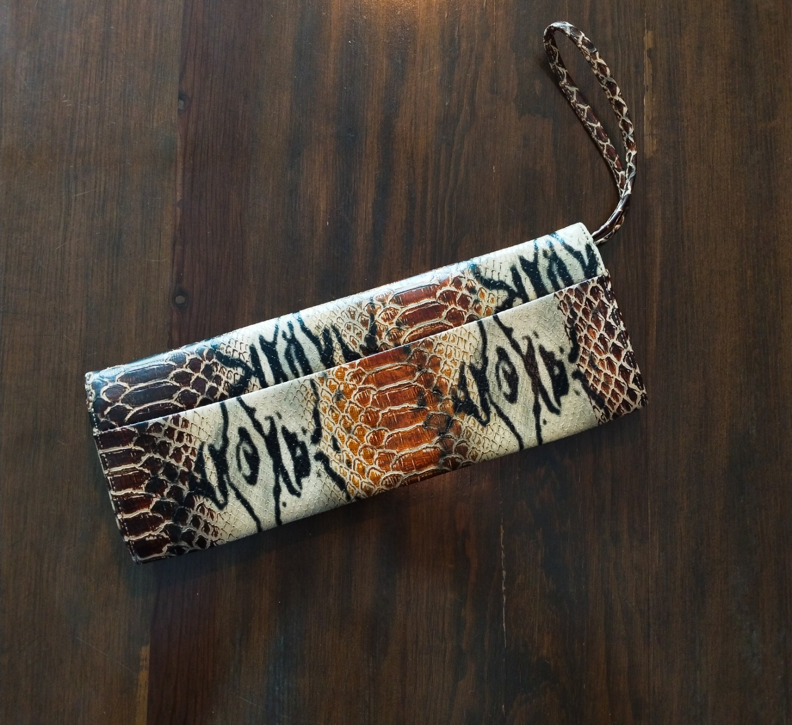 EBISU Python Pattern Clutch With Wristlet Strap
