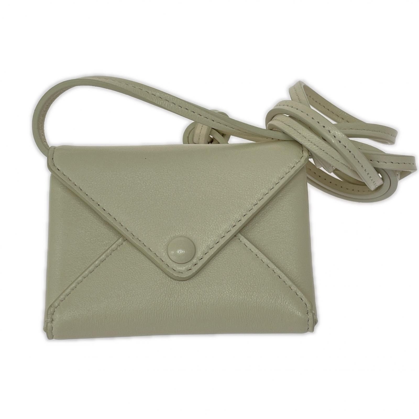 Auth THE ROW Leather Shoulder Bag Mini ENVELOPE Ivory Women’s w/Dust Bag Box