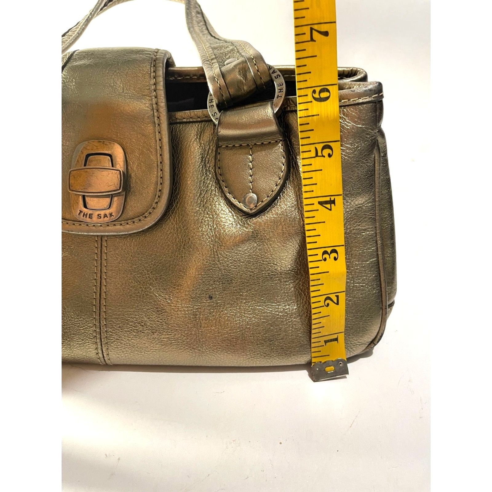 The sack original Y2K mini handbag metallic gold leather crop VTG casual women