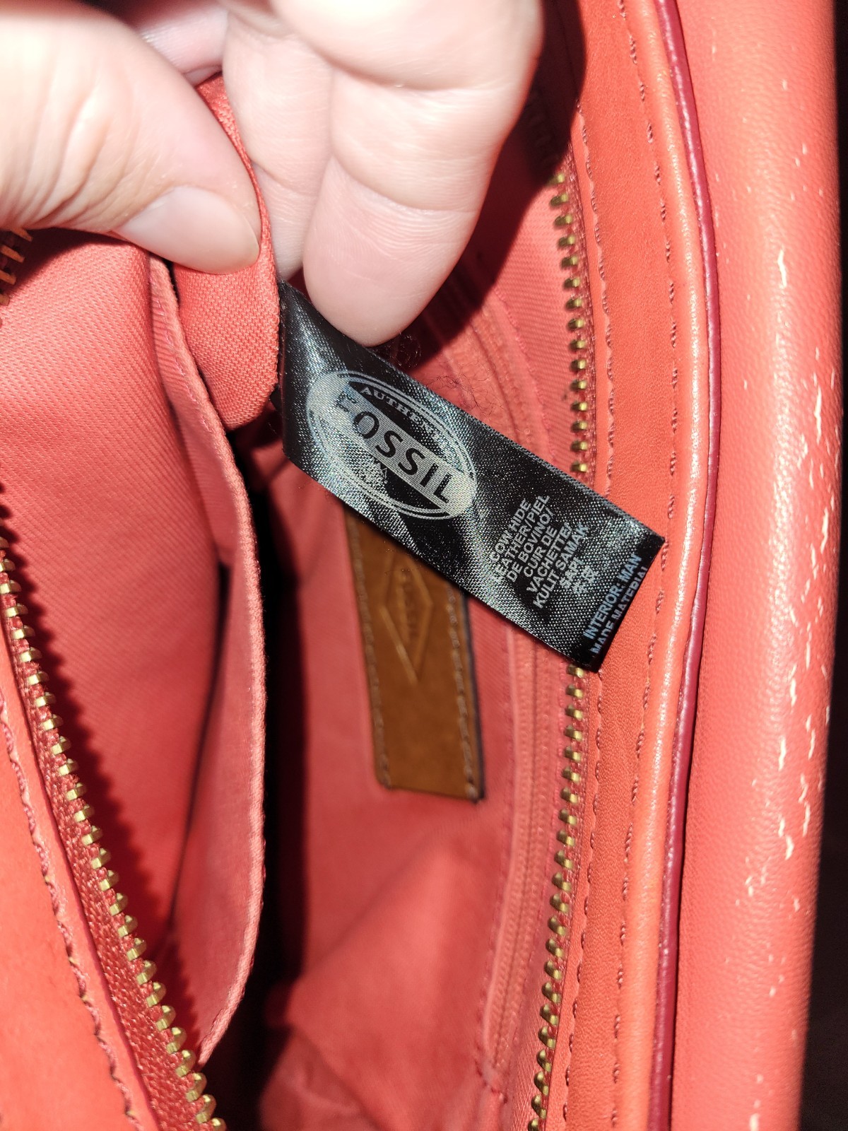 Fossil Harper Womens Cow Hide Leather Flap Cross Body Shoulder Bag Purse Red