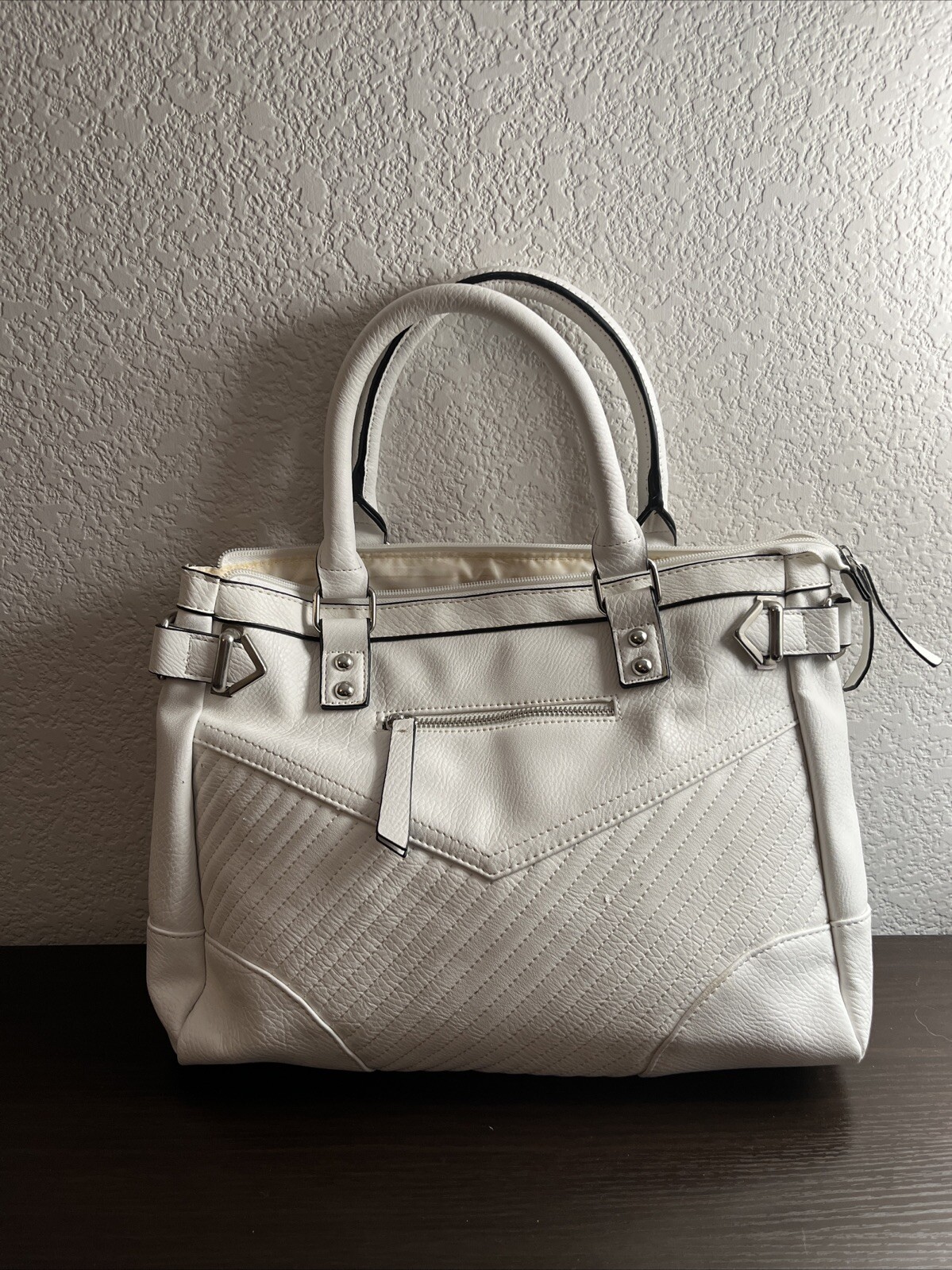 Candies Bag Purse Tote White Shoulder Bag Silver Hardware See Photos For Flaws
