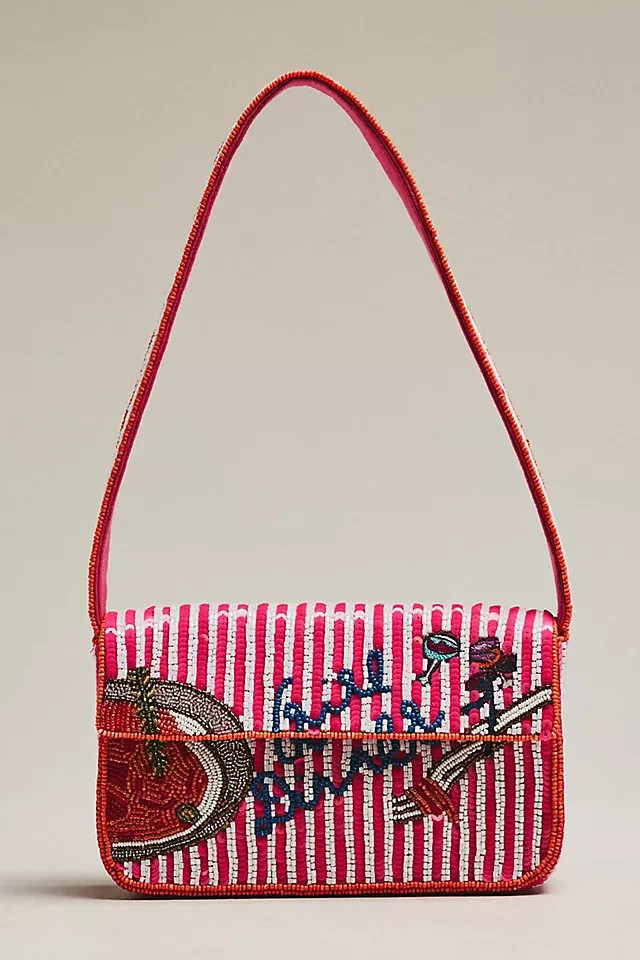 ANTHROPOLOGIE “The Fiona Beaded Bag: Sayings Edition” NWT RETAIL $98
