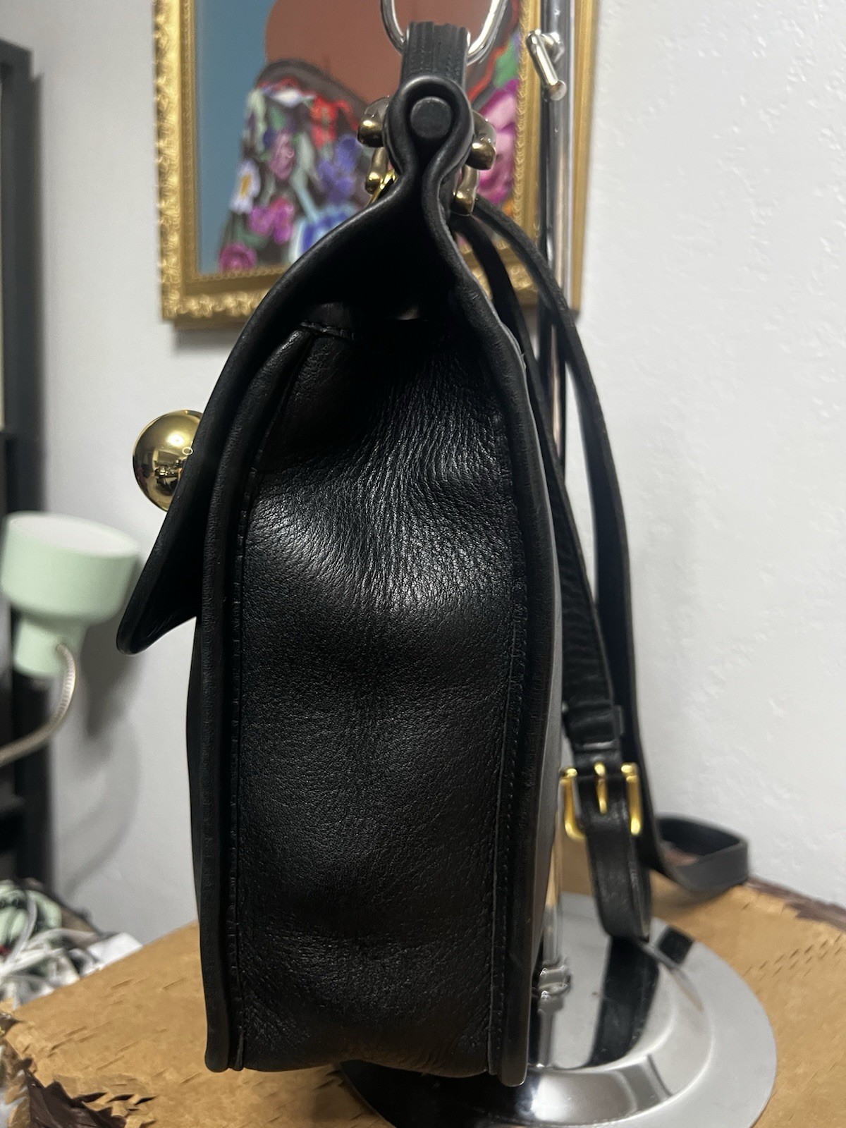 Coach Willis Black Leather Crossbody Satchel Bag Purse Vintage 9927