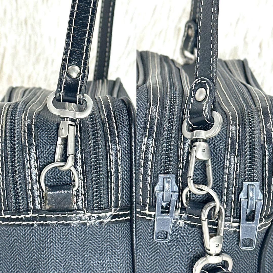 Dunhill Windsor Herringbone 2-Way Black Shoulder Bag Tote Japan 0610126