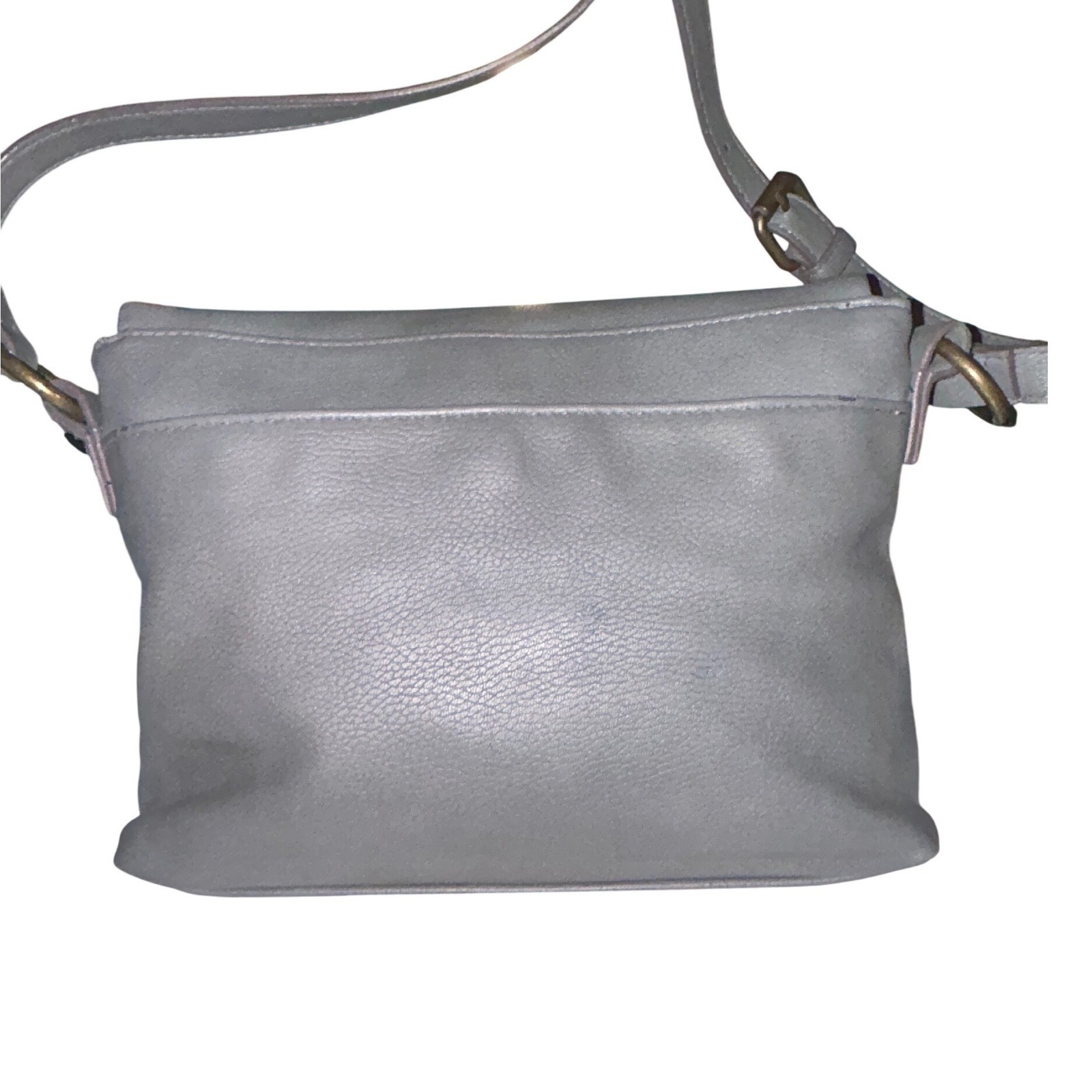 Y2K Sonoma Goods for Life Grey Pebbled Faux Leather Foldover Crossbody Bag
