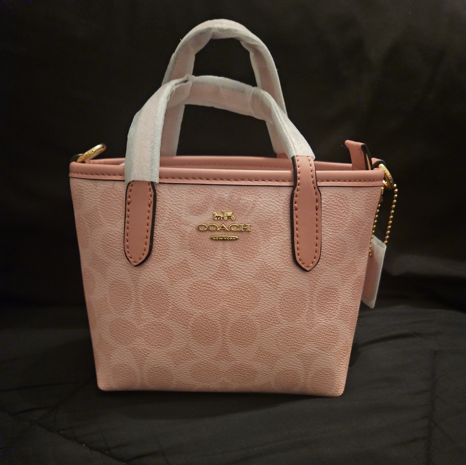COACH City Mini Tote Bag Signature Canvas CW032 Powder Pink