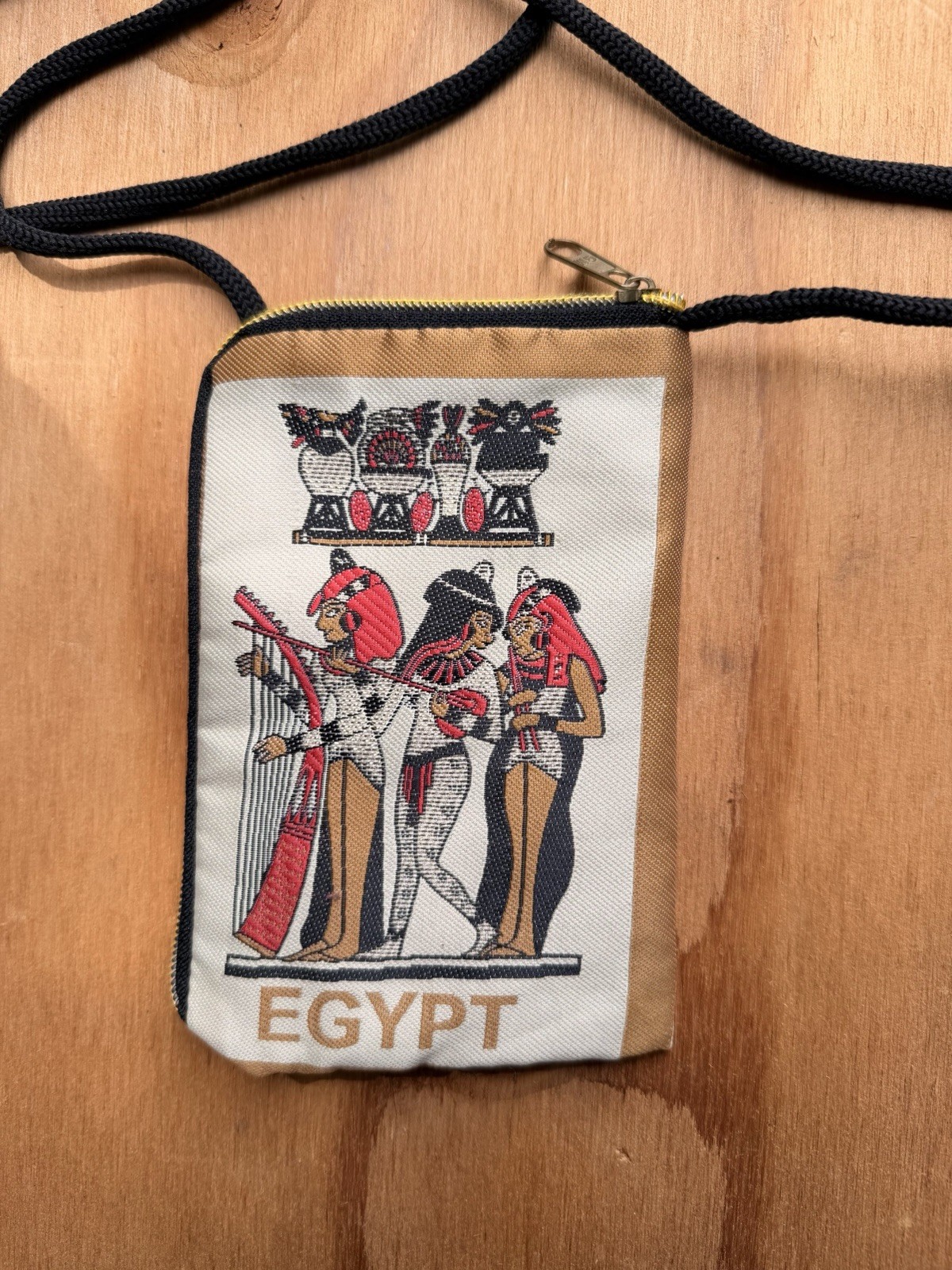 Egyptian Print Crossbody Bag Zip Closure Rectangle Women’s Egypt Theme