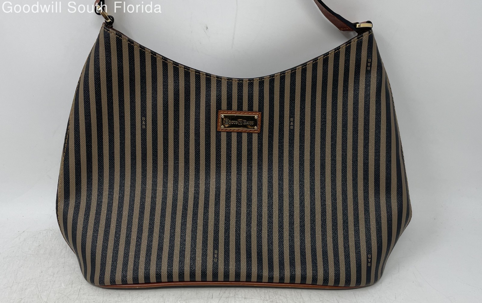 Boots N Bags Womens Brown Black Striped Inner Pockets Shoulder Handbag