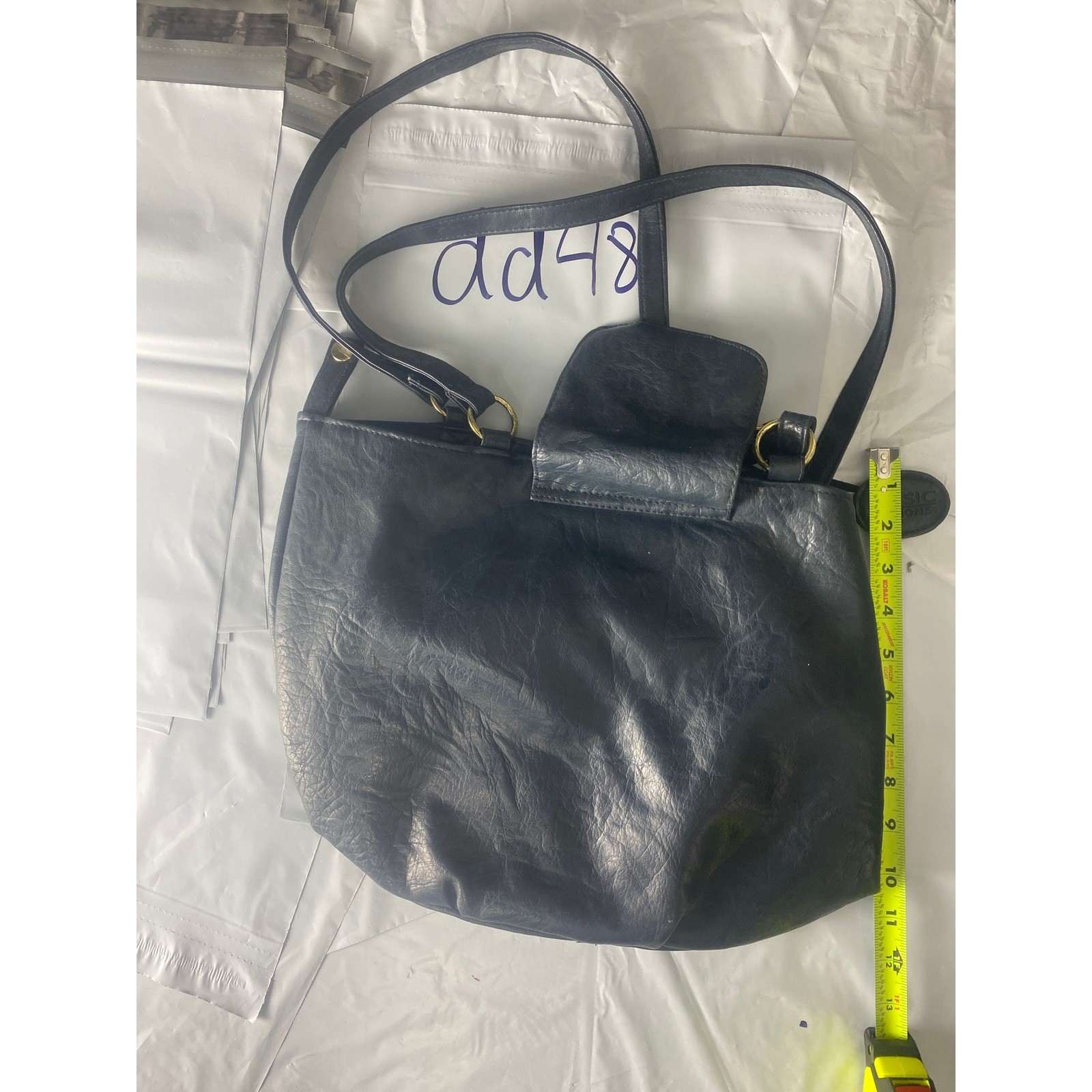 Basic Editions Black Faux Leather Shoulder Bag Large Slouch Hobo Purse