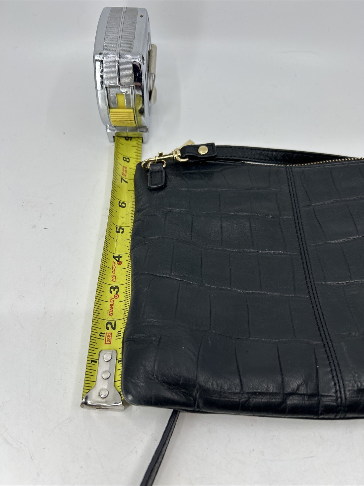 ~HAYDEN HARNETT Purse Black Leather Convertible Clutch w/Crossbody Strap