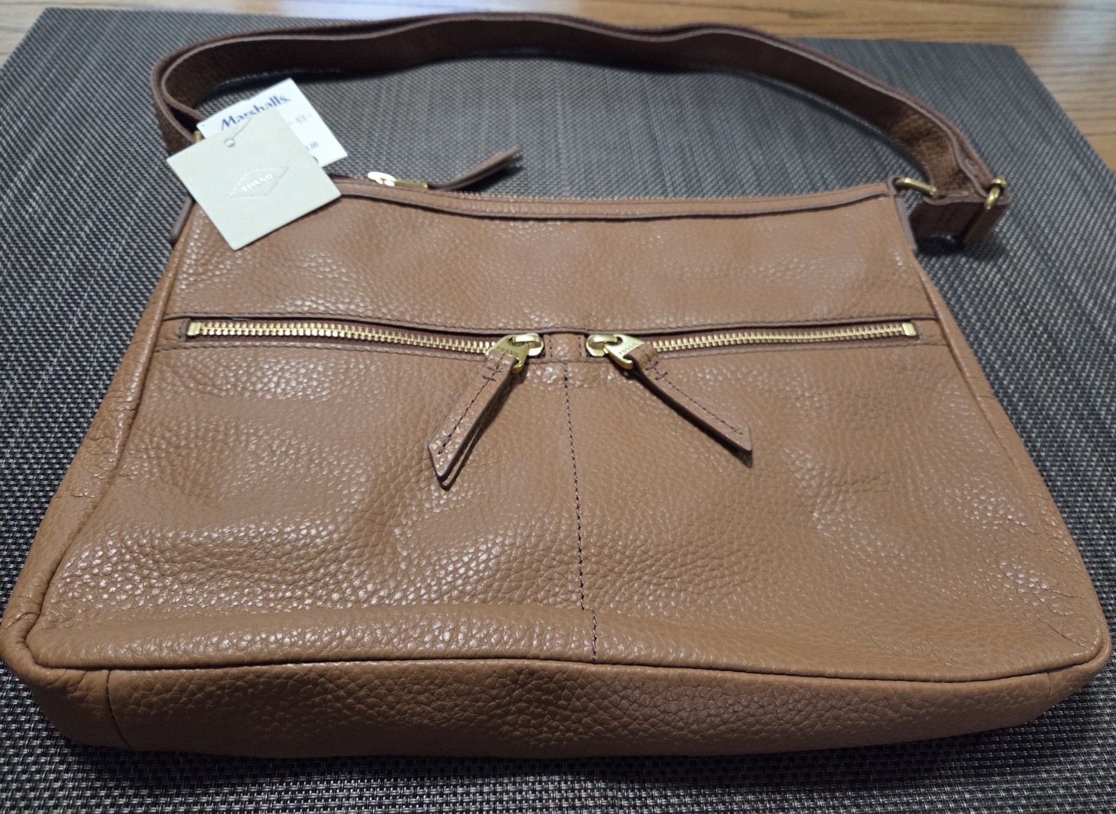 FOSSIL CROSSBODY PURSE ~ SOFT PEBBLED LEATHER ~ BROWN ~ NEW w/ TAGS + FREE GIFT!