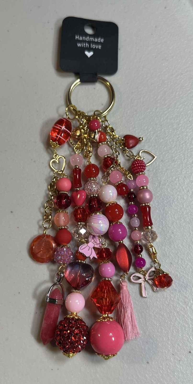Chunky XL Artisan Handbag jewelry bag Charm purse Keychain Pink Red Gold OOAK