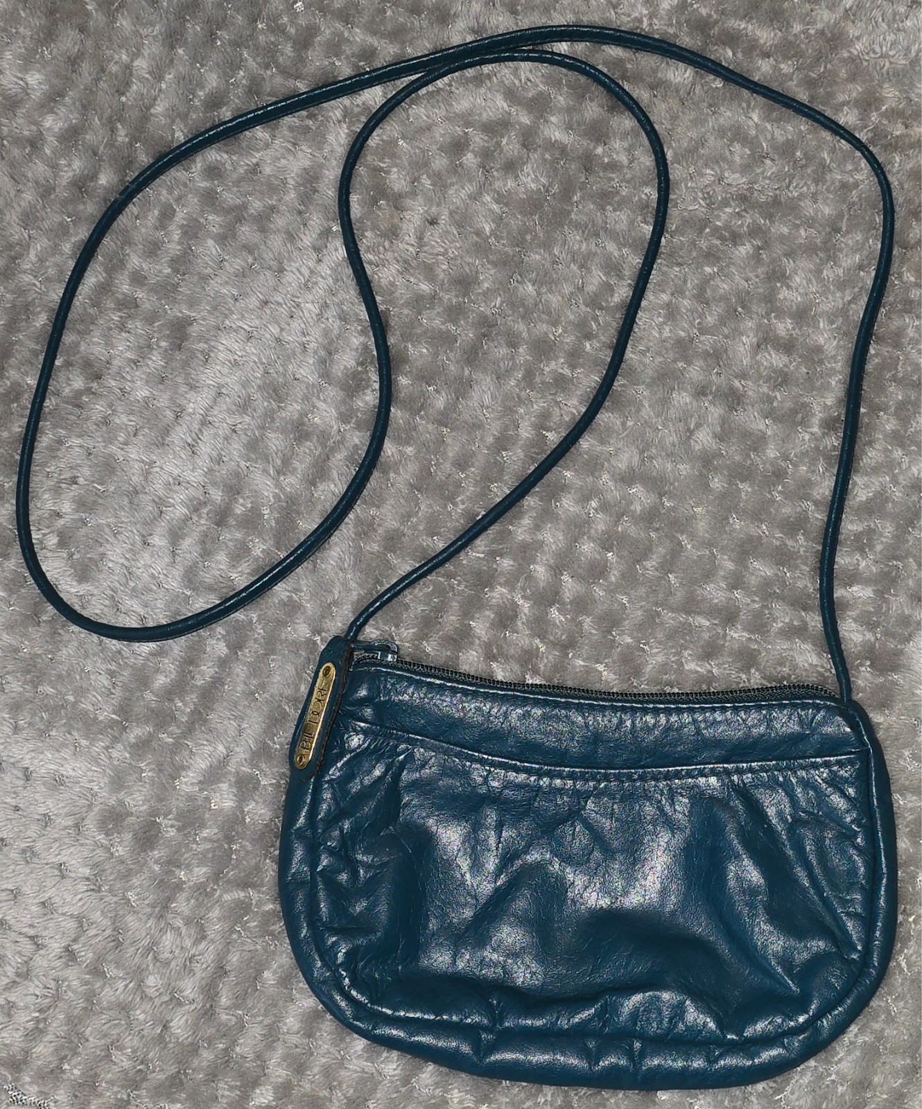 ADORABLE 80’s Dark TEAL Blue GREEN Crossbody TINY Leather BILL DORF Purse LOOK!