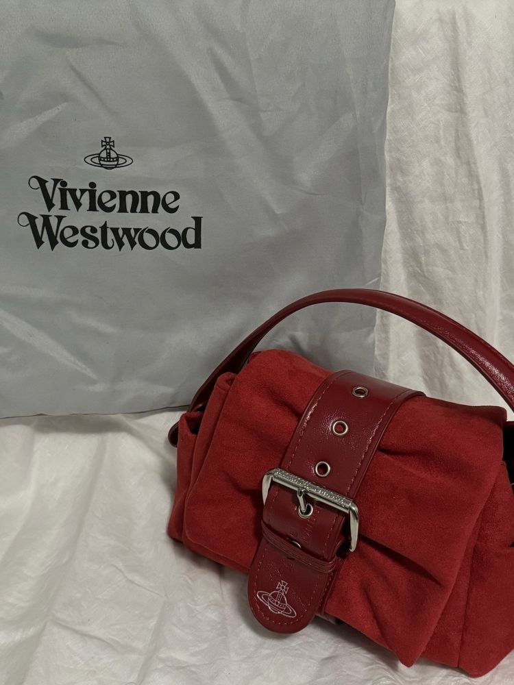 Vivienne Westwood Hazel Treasure Handbag Suede Leather Burgundy F/S JP [DDP]