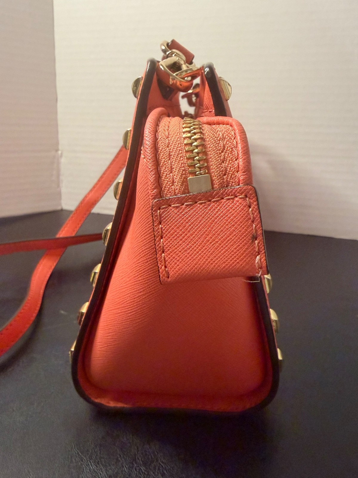 *MICHAEL KORS* Selma Medium Studded Staffiano Leather Messenger Crossbody Purse