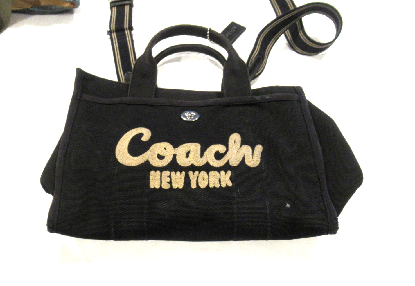 Coach black heavy canvas purse, 13 inches wide