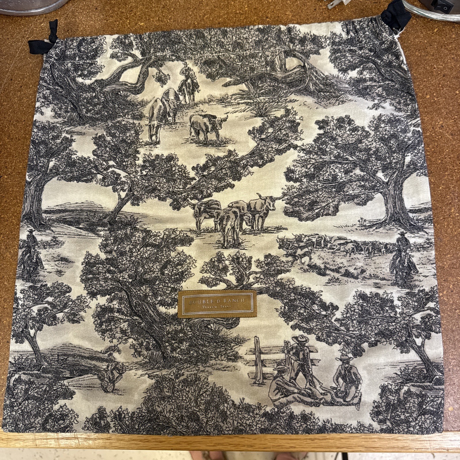 Double D Ranch Print Cowboys Fabric Dust Bag 16 X 16 inches Toile