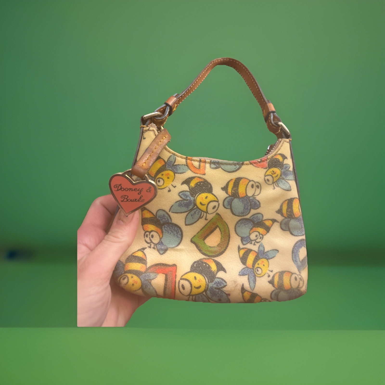 Dooney & Bourke Mini Bumble Bee Coated Canvas Vintage Y2K Bitsy Bag 6 x 4