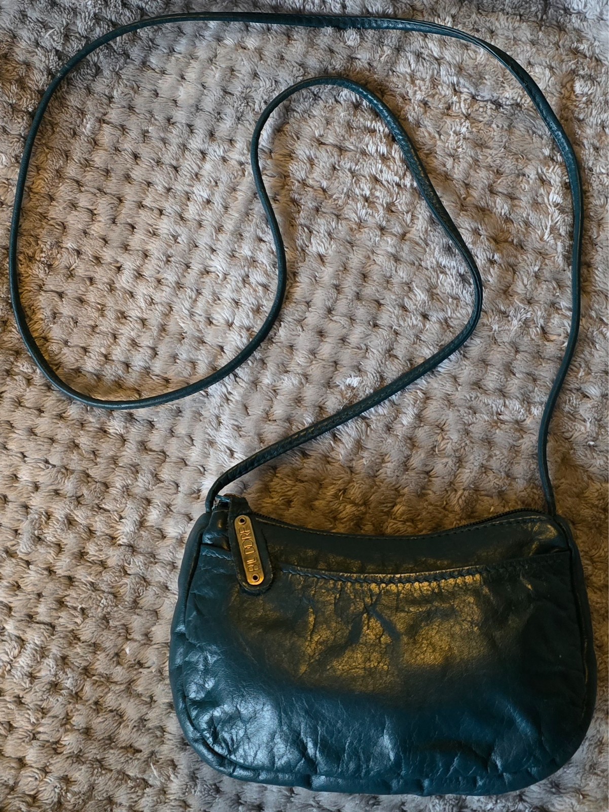 ADORABLE 80’s Dark TEAL Blue GREEN Crossbody TINY Leather BILL DORF Purse LOOK!
