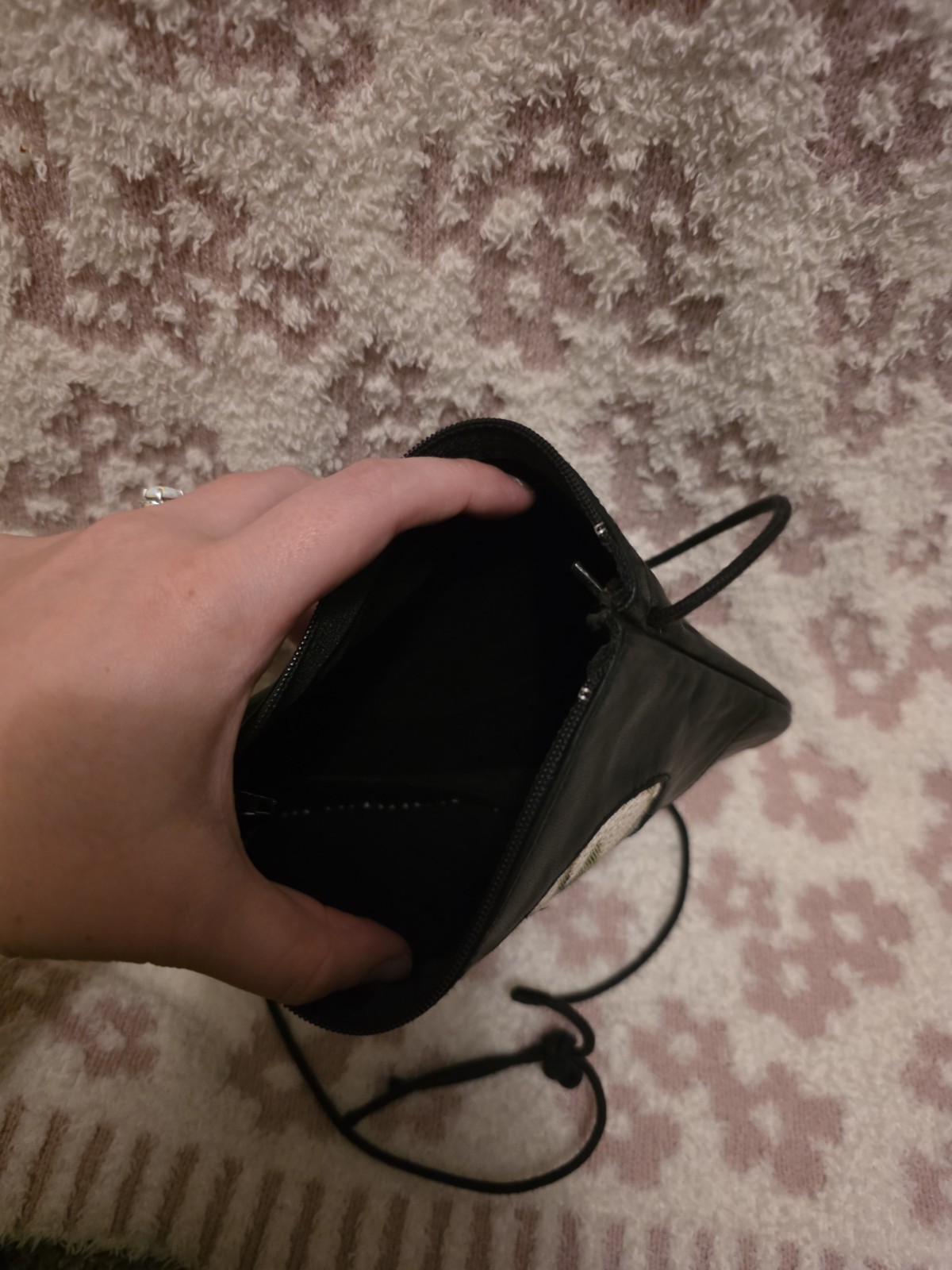 Small Black Floral Crossbody Adjustable Detachable Strap needlepoint