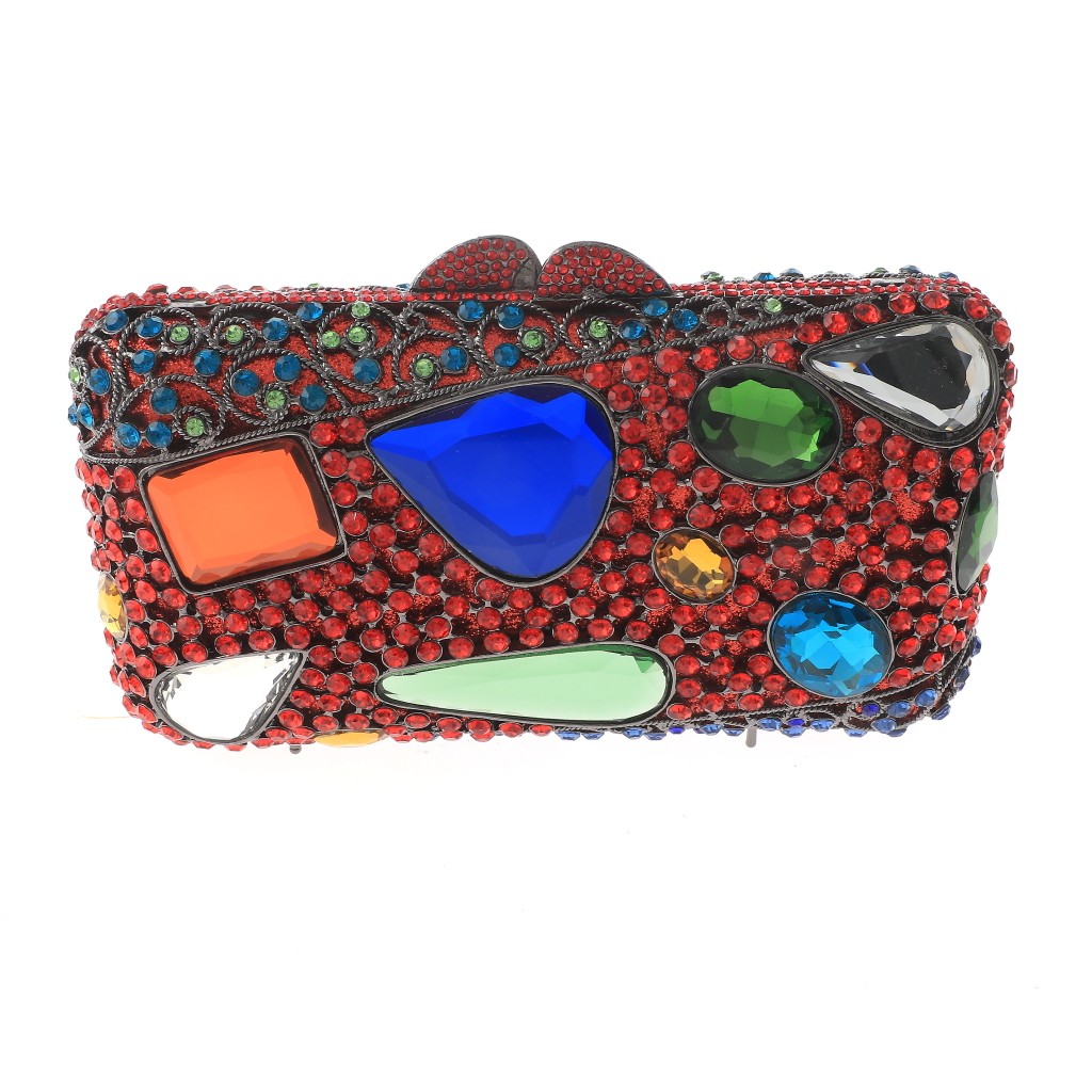 Hermatite Tone Alloy Metal Rhinestone Crystal Clutch Evening Bag HB6295-HMX