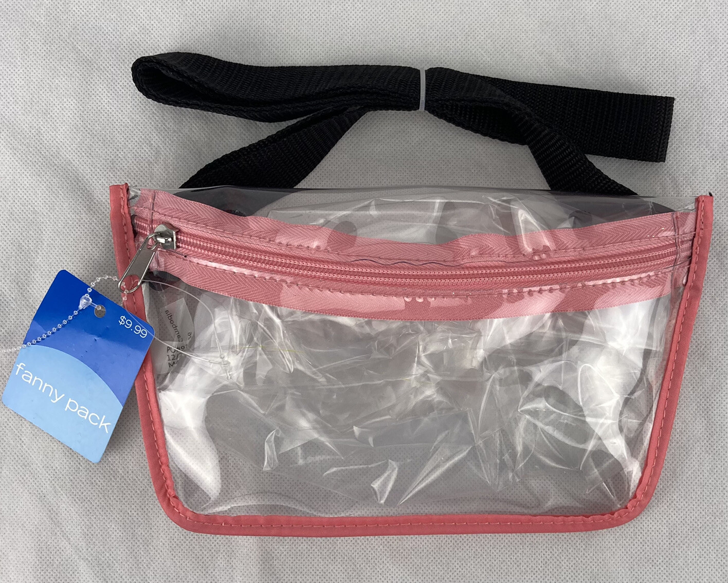 Clear Pink Trim Belt Bag Hip Fanny Pack Conair Sports Event Concert Easy Inspect