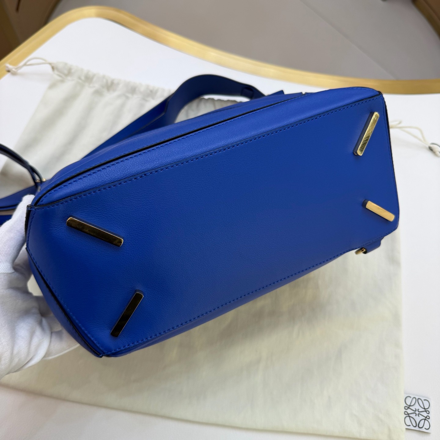 Loewe Puzzle Medium Bright Blue Smooth Calfskin Leather Crossbody Handbag Duty P