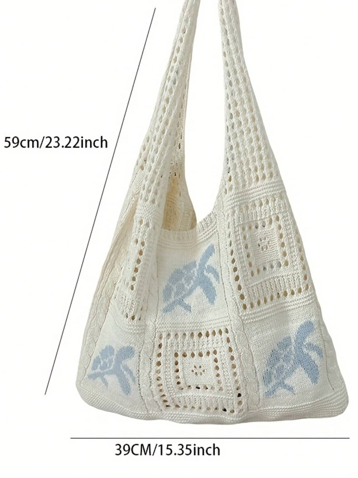 Sea Turtle Crochet Tote Bag Women Large Straw Knit Summer Beach Shoulder
