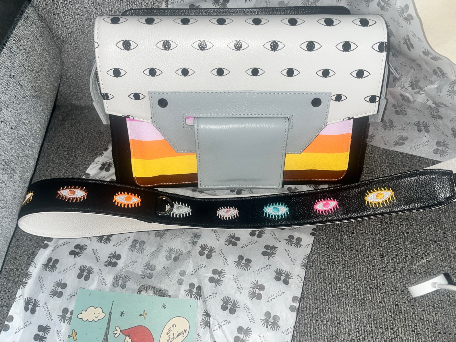 Min&Mon Cael Reversible Black And Grey Shoulder Bag – Groovy Rainbow Design