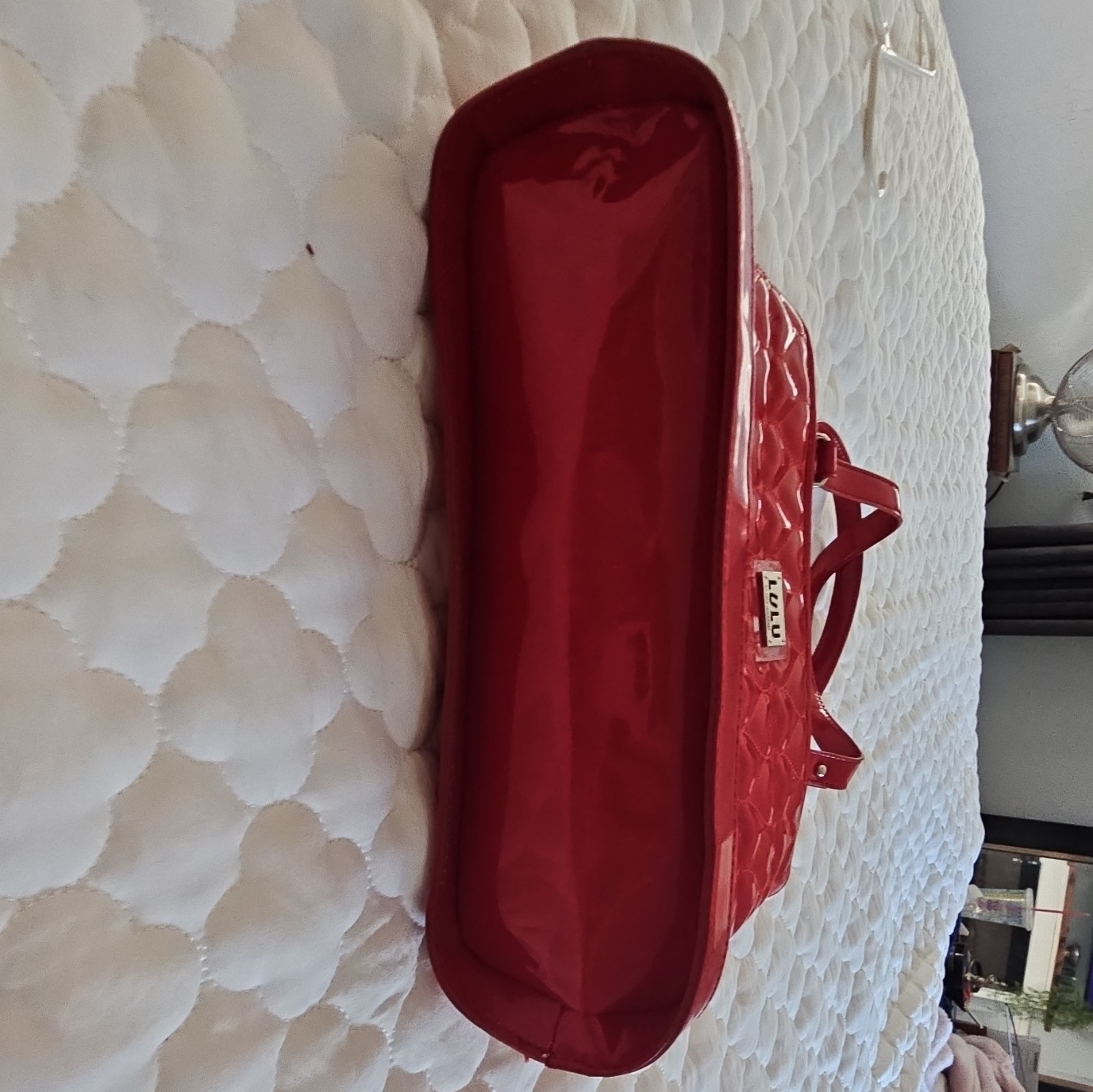 Lulu Guinness Red Heart Patent Leather Heart Print with Wristlet