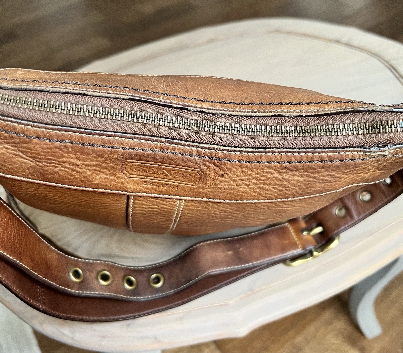 Coach Brown Leather 10398 Shoulder Bag Brass Y2K Bleecker Boho Pebble Finish