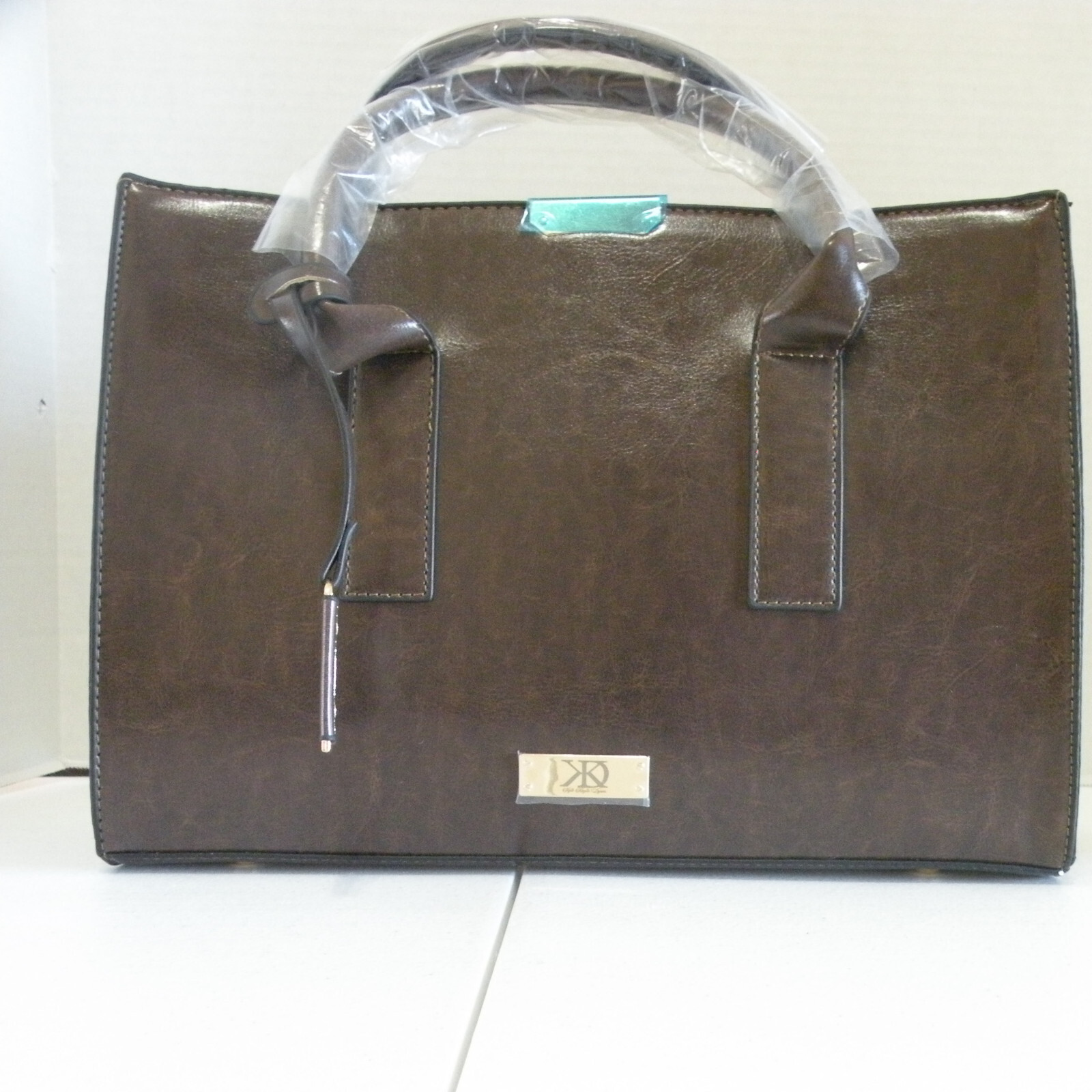 Dark Brown Leather Purse Handbag 13 in x 10 in x 5.5 in With Handles & Strap
