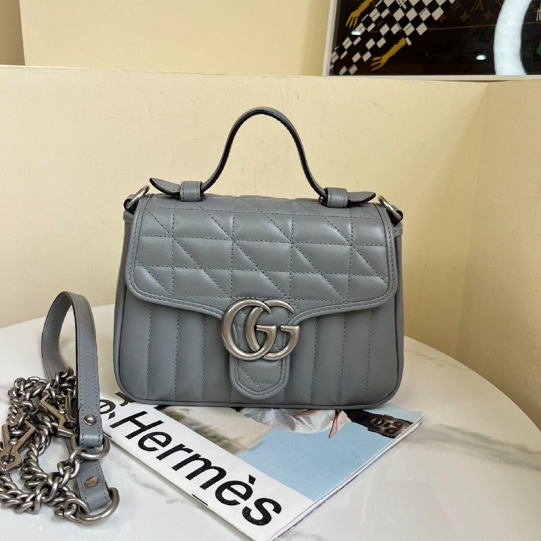 Gucci GG Marmont Series Silver Logo Vertical Striped – Excellent #1EGWV6G