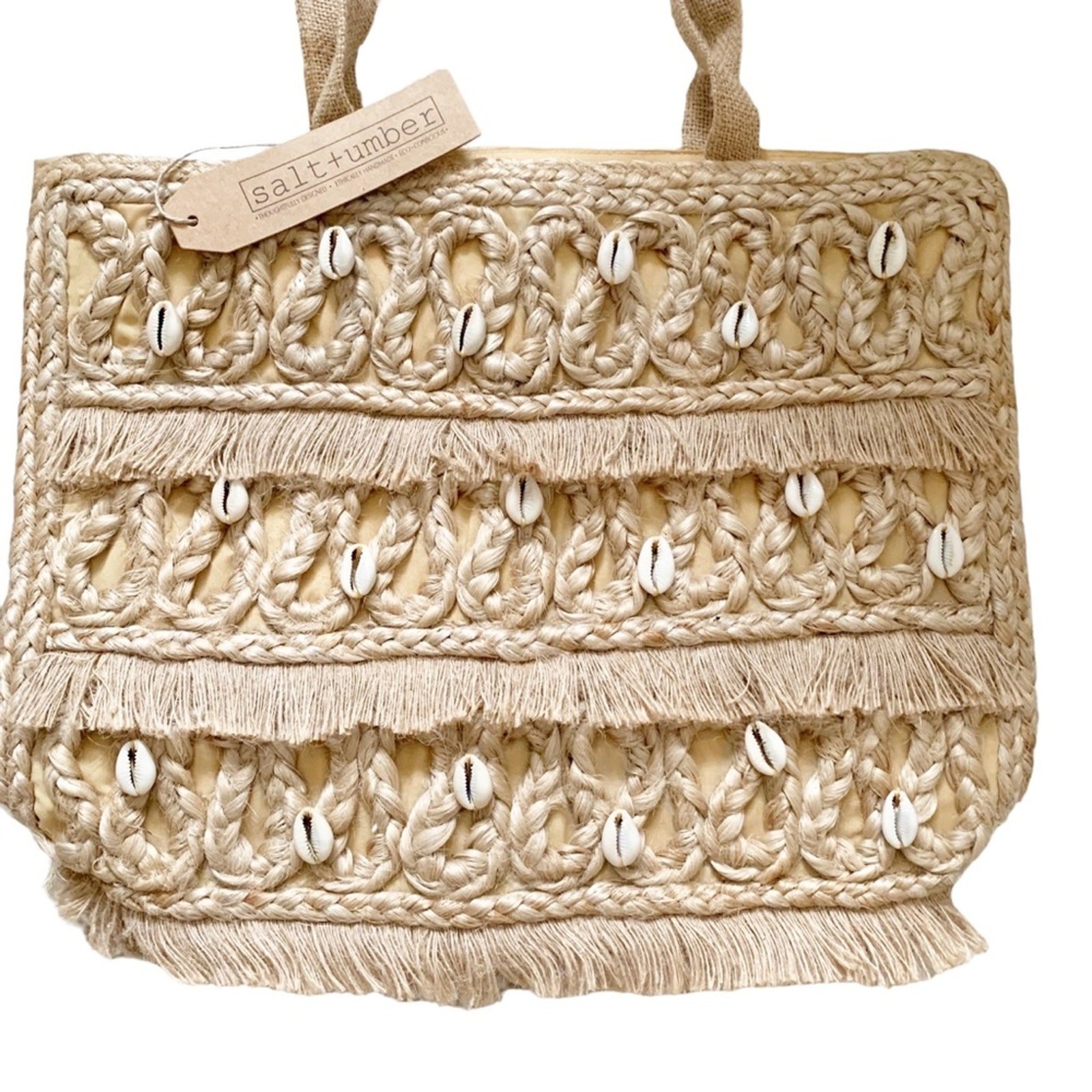 Salt + Umber Isla Jute Seashell Tote NWT