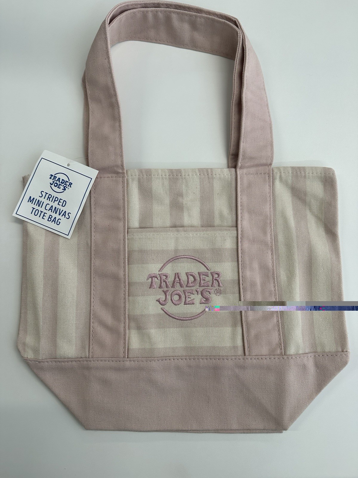 Trader Joe’s Striped Mini Canvas Tote Bag in Pink, NEW 6/17/2026