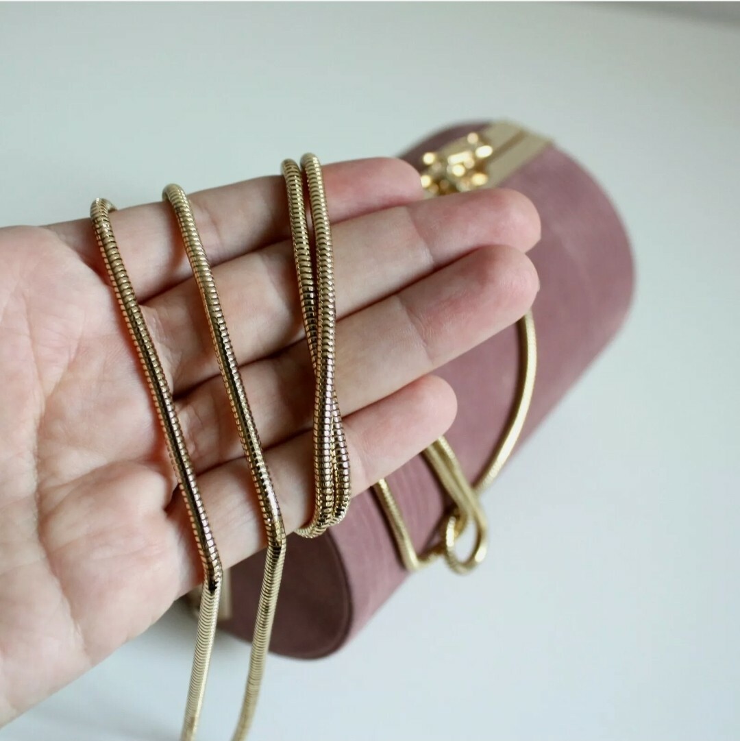 Jean Paul Gaultier Velvet Clutch Bag Pink Blush Gold Chain