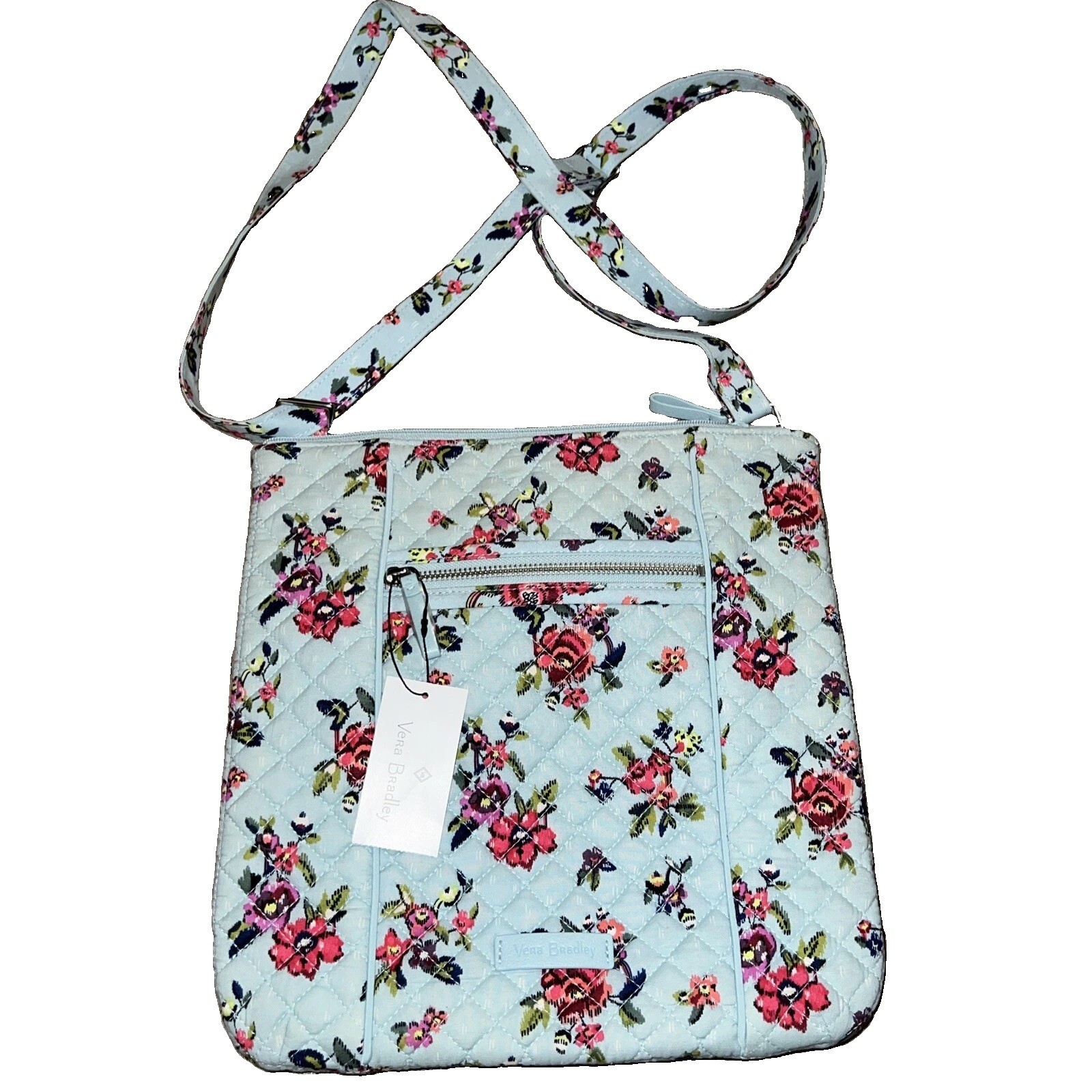 Vera Bradley Iconic Hipster Crossbody Bag Water Bouquet Floral 12×11.5 Purse NEW