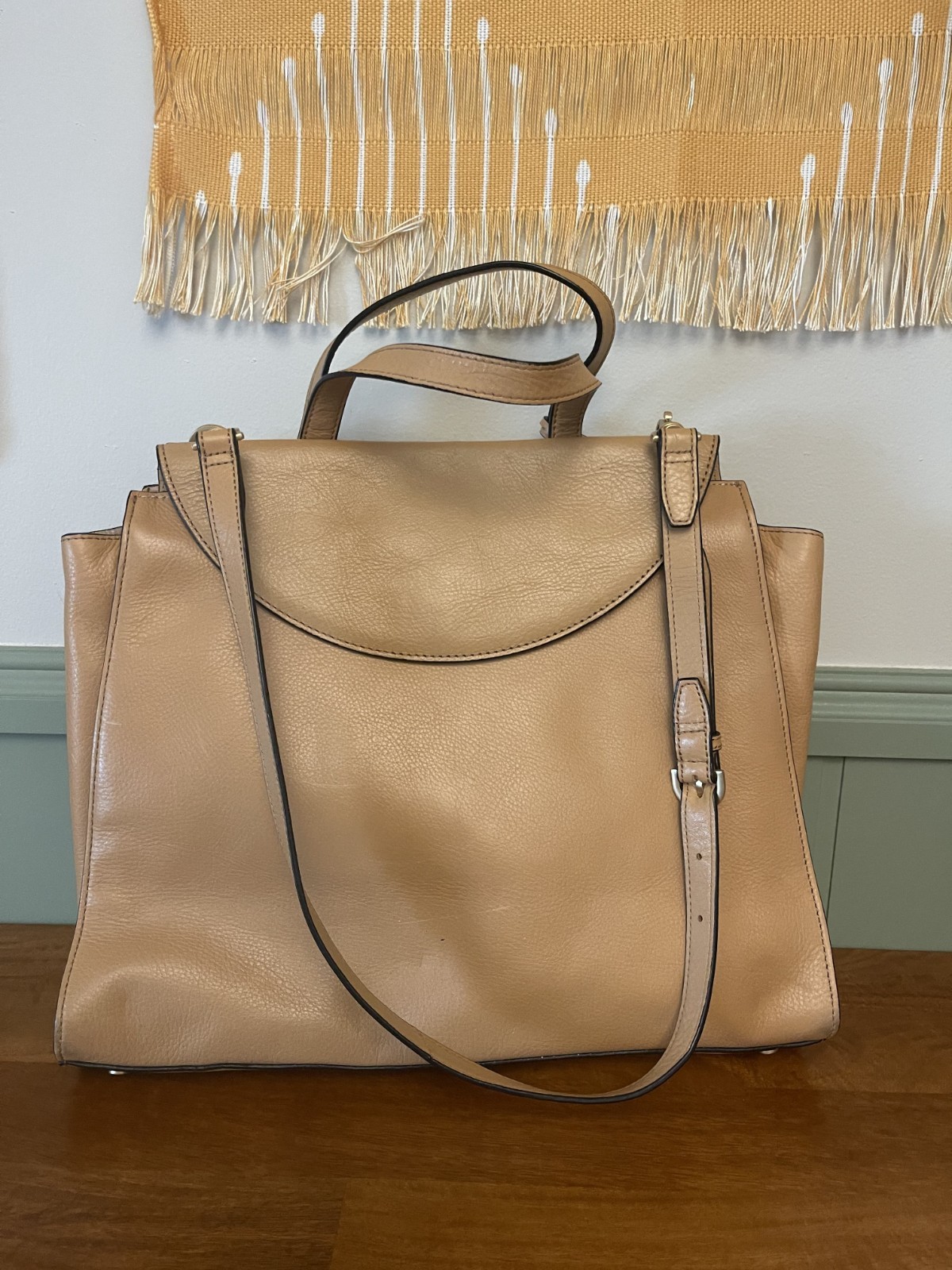 Kate Spade Saturday Tan Leather A Satchel Bag Top Handle with Hangtag