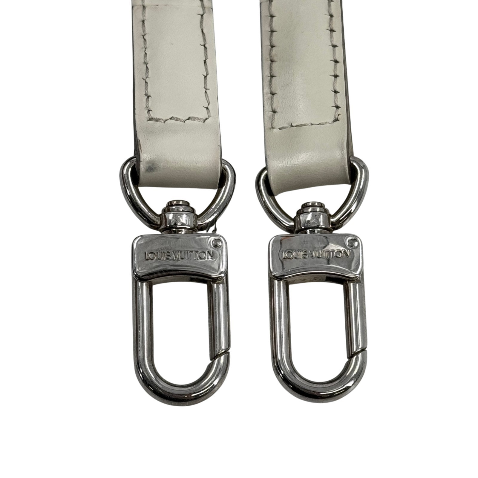 LOUIS VUITTON Adjustable Shoulder Strap Epi Leather Ivory White Silver Tone Clap