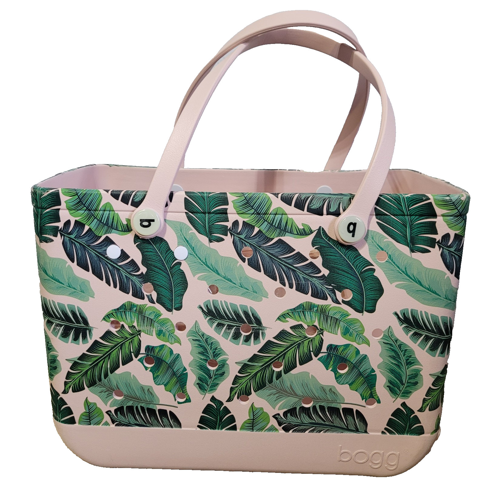 Bogg Bag Original XL Pink Palm Leaf Beach Tote Lightweight Washable Durable