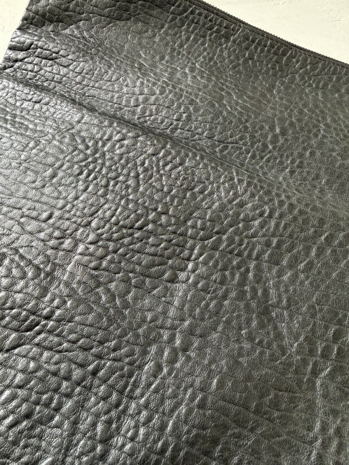 CLARE V. VIVIER Black Textured Leather Foldover Clutch Bag