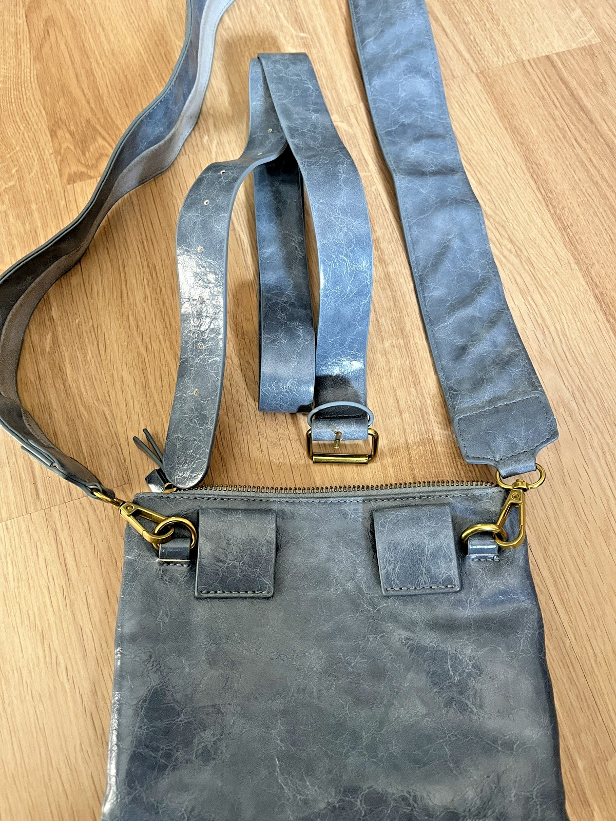 Anthropology Blue Suede/Faux Leather Crossbody Purse or Fanny Bag