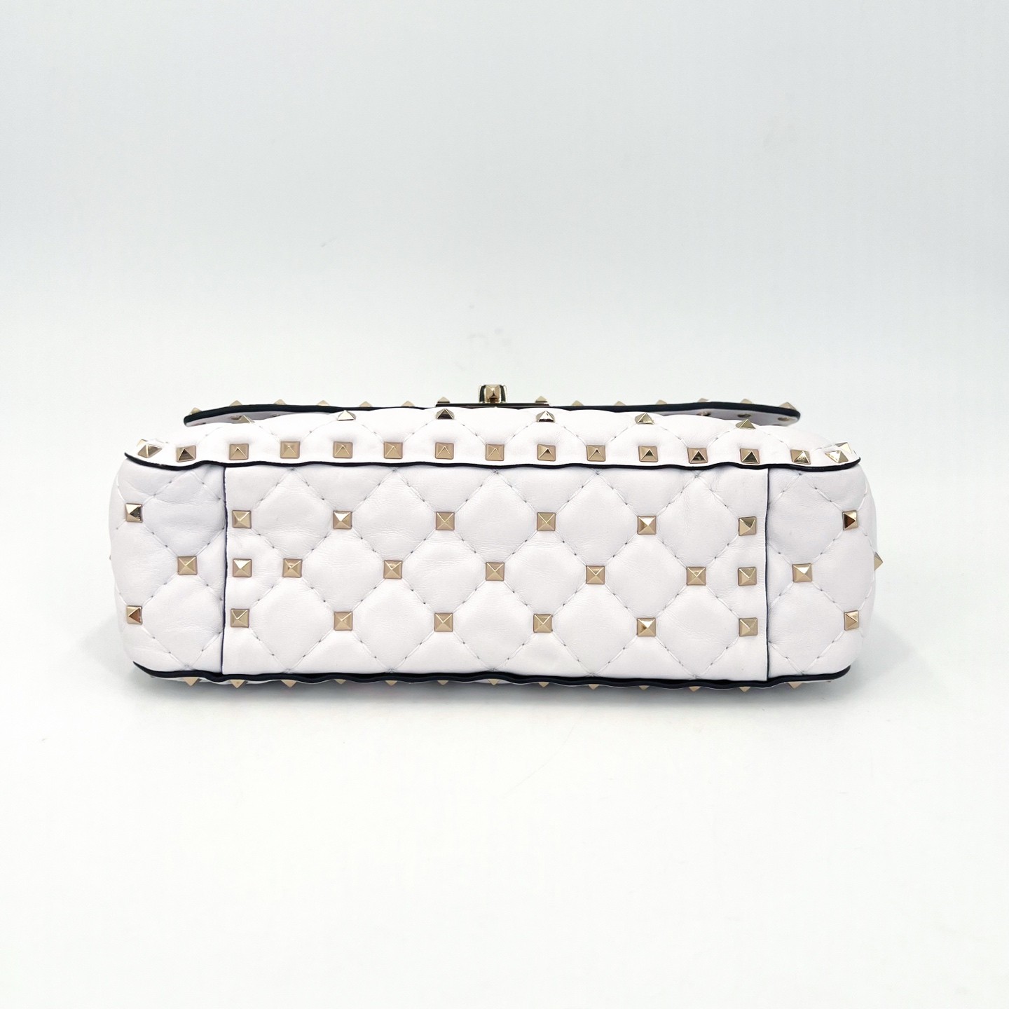 Valentino Rockstud Spike White Leather Gold HW Shoulder Bag Duty Paid