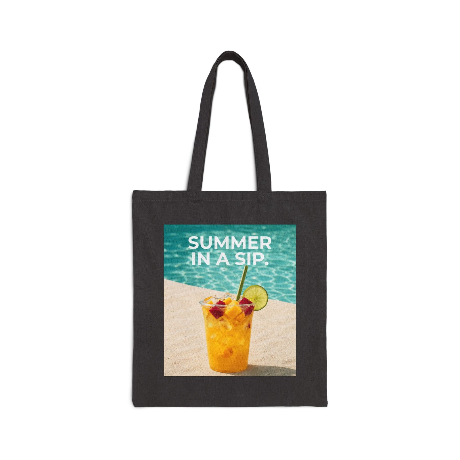 Summer in a Sip Cotton Tote Bag | Beach Drink Graphic