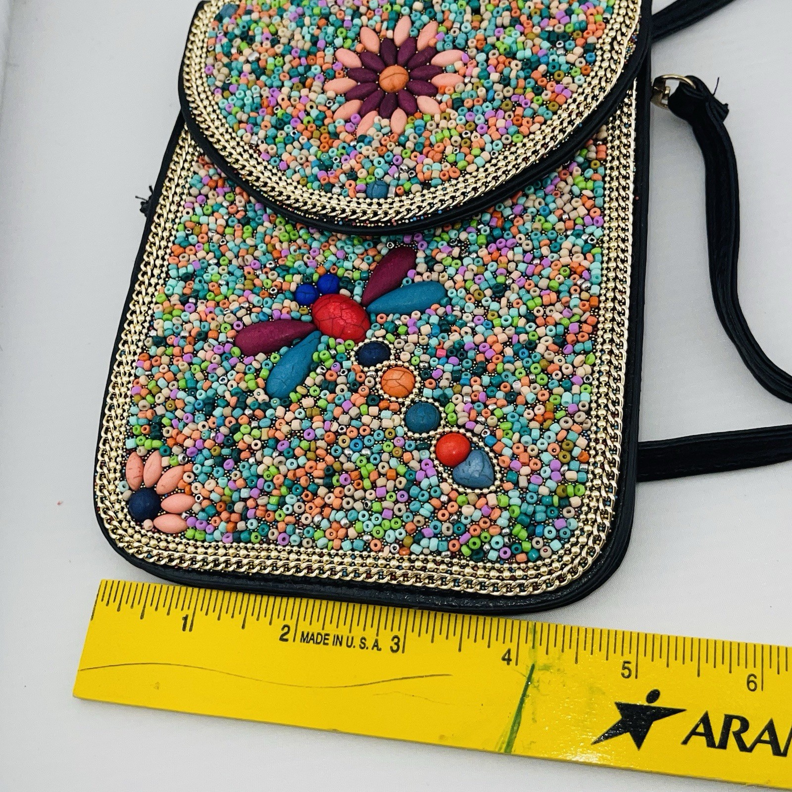 Coco + Carmen Women’s Beaded Dragonfly Pockets Flap Crossbody Bag Purse Floral