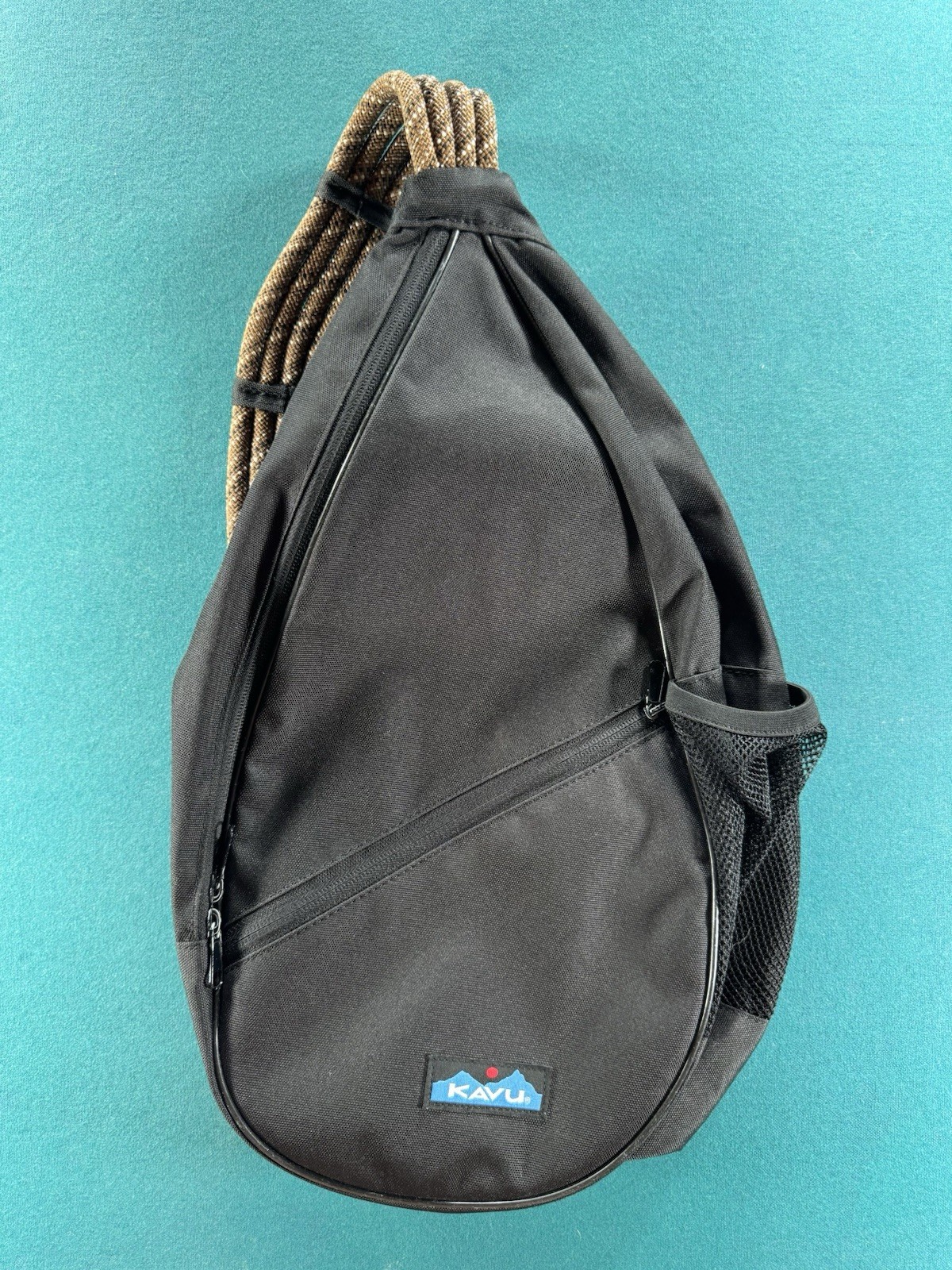 KAVU Paxton Black Pack Backpack Crossbody Rope Sling Bag, Pockets