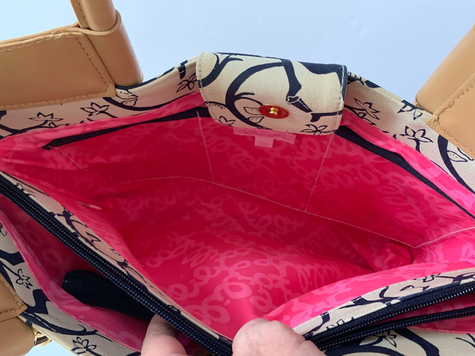 NWOT HTF Lilly Pulitzer Shake it Up Monkey Cocktails Canvas Tote Bag Navy Beige