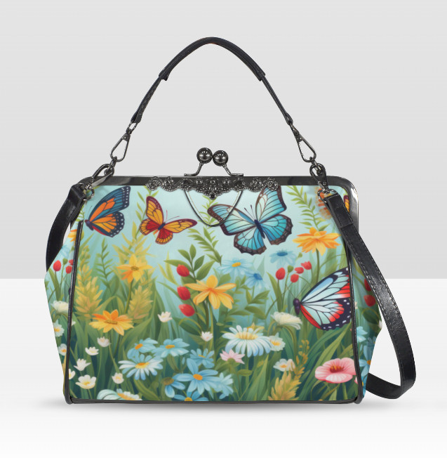 Spring Butterflies Garden Flowers Shoulder Cross Body Bag Satchel Mother’s Day