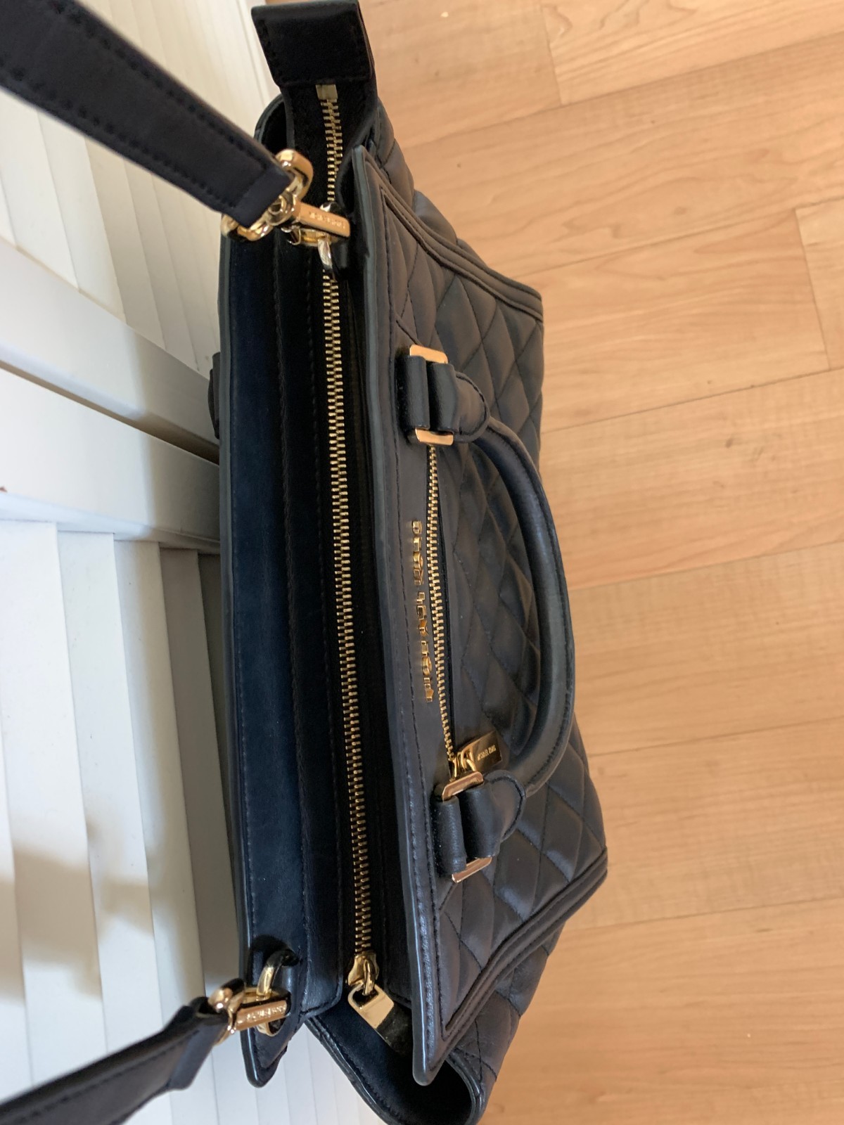 Michael Kors Selma Black Quilted Leather Satchel Handbag Crossbody w/Bag