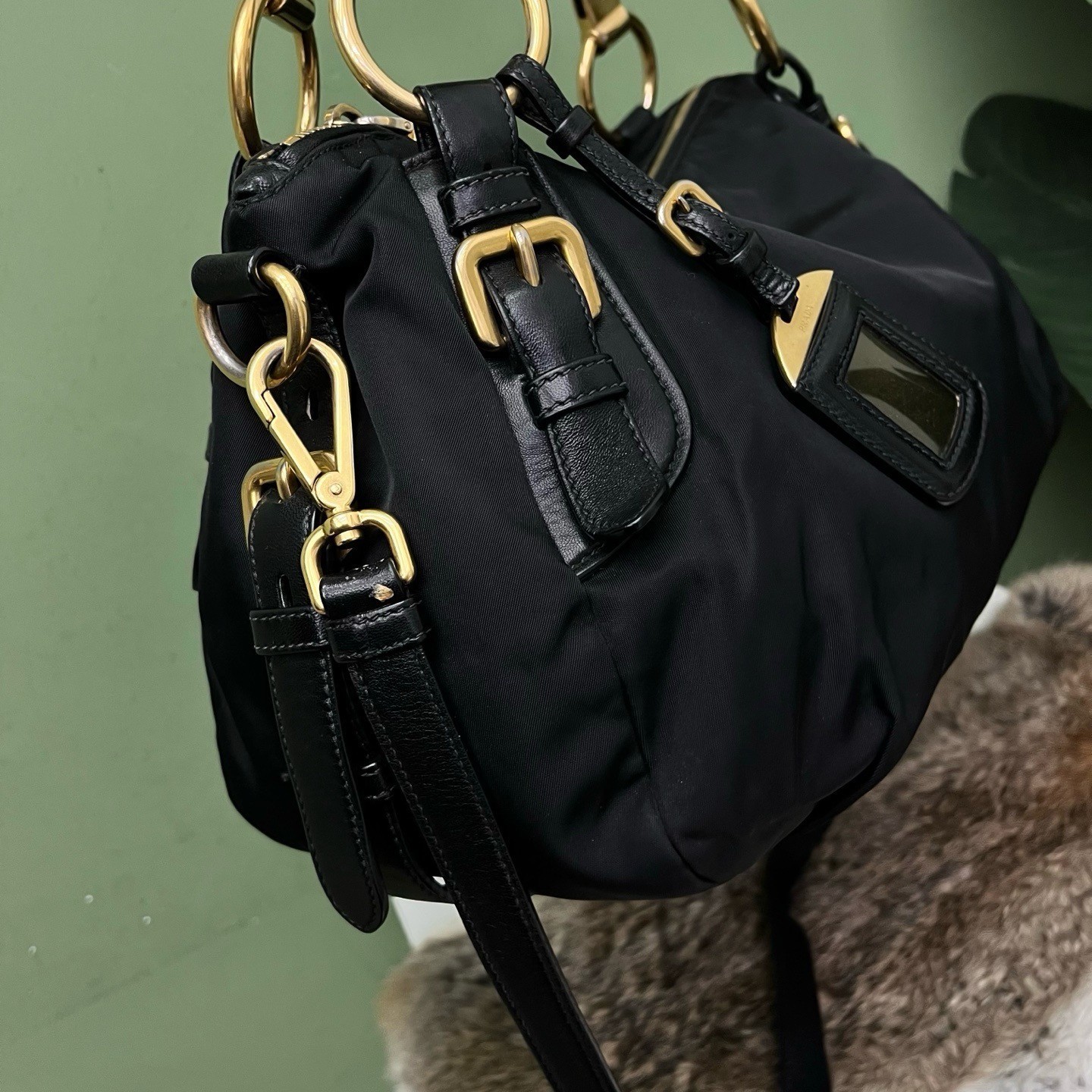 Prada Nylon Hobo Pillow Bag, （35×20×17）cm